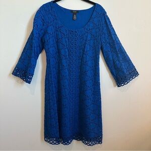 Alfani Lace Scoop Neck Dress Royal Blue, Size Medium